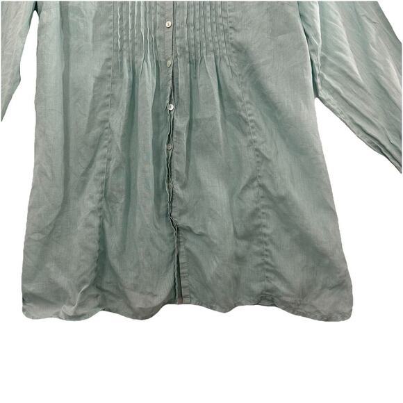 Soft Surroundings Button Up Linen Tunic Womens Large Pin Tuck Long Sleeve - Picture 3 of 12